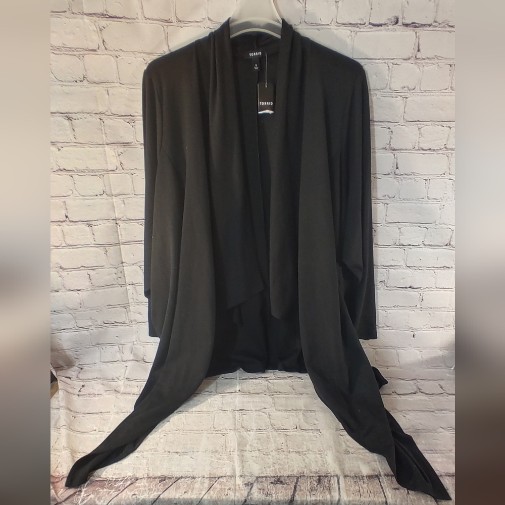 Torrid Brushed Ponte Drape Kimono Black Cover Up Cardigan 6X NWT